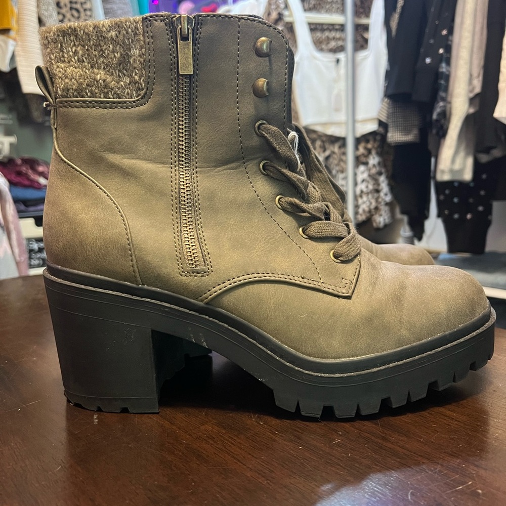 Torrid Olive Ankle Boots with Knit Detail